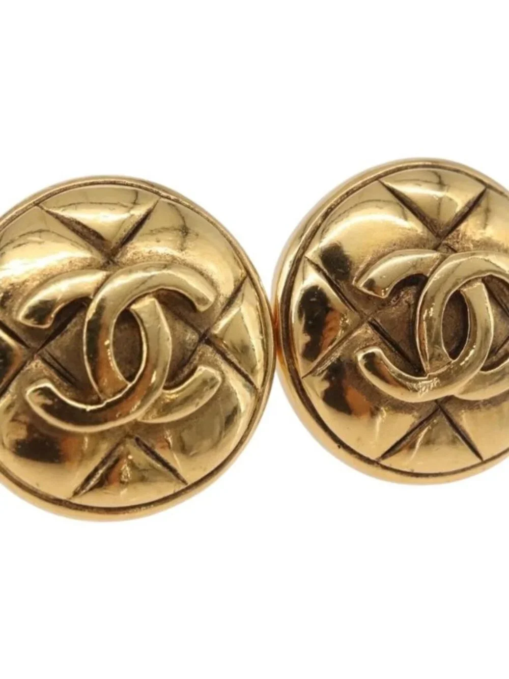 CHANEL Earring metal Gold Tone CC Auth 184007V